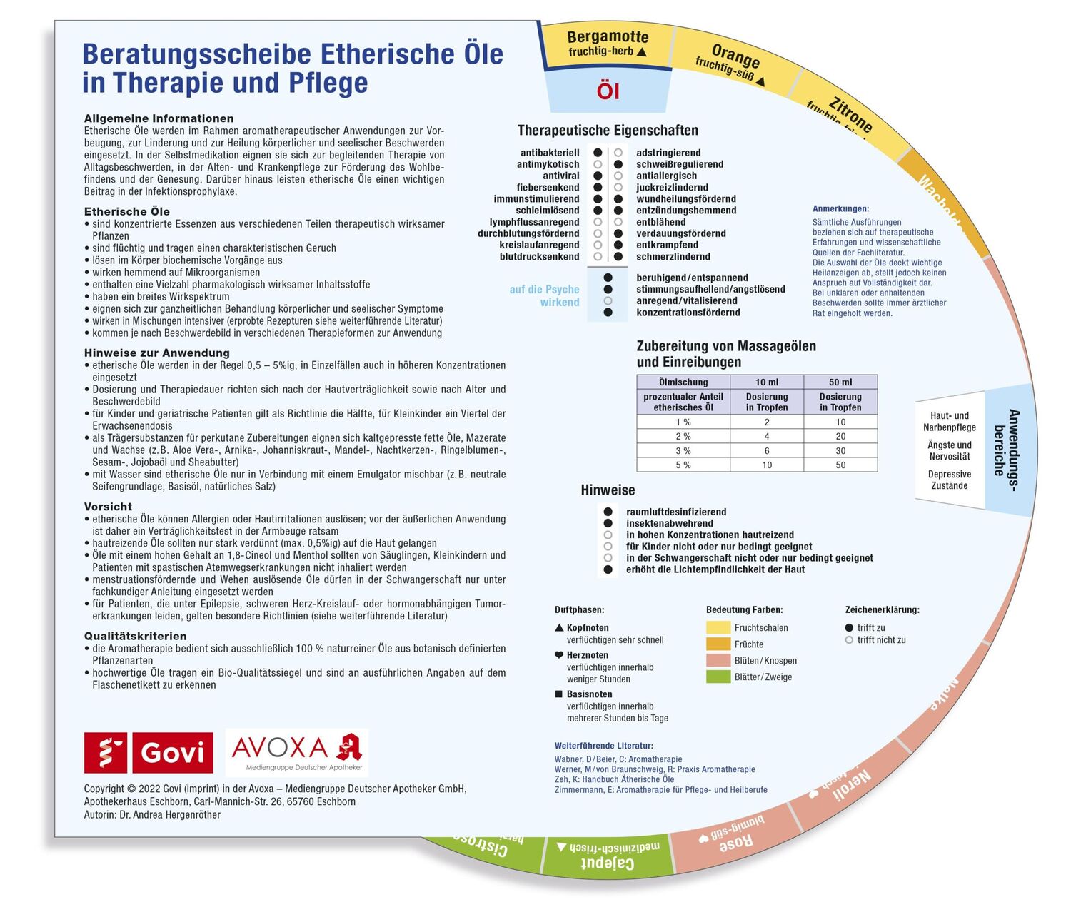 Cover: 4019547001254 | Beratungsscheibe Etherische Öle in Therapie und Pflege | Hergenröther