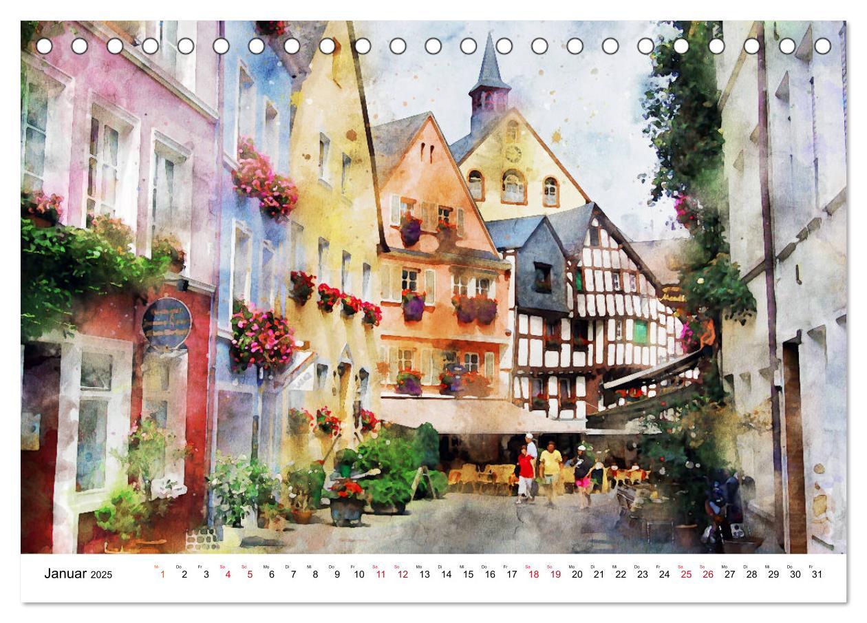 Bild: 9783435140862 | Bernkastel-Kues - Stadtrundgang in Aquarell (Tischkalender 2025 DIN...