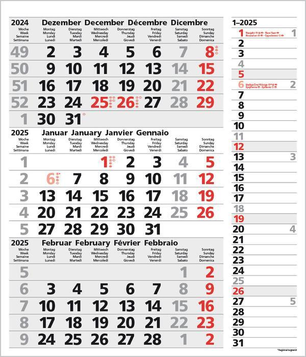 Bild: 9783731877554 | 3-Monats-Planer Combi Grau 2025 | Verlag Korsch | Kalender | 12 S.