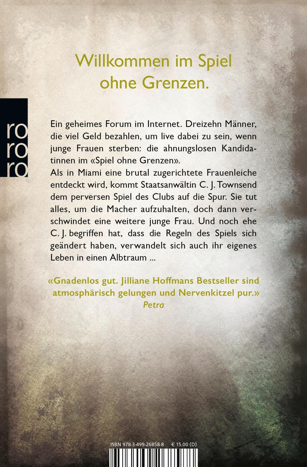 Rückseite: 9783499268588 | Nemesis | Thriller | Jilliane Hoffman | Taschenbuch | 528 S. | Deutsch