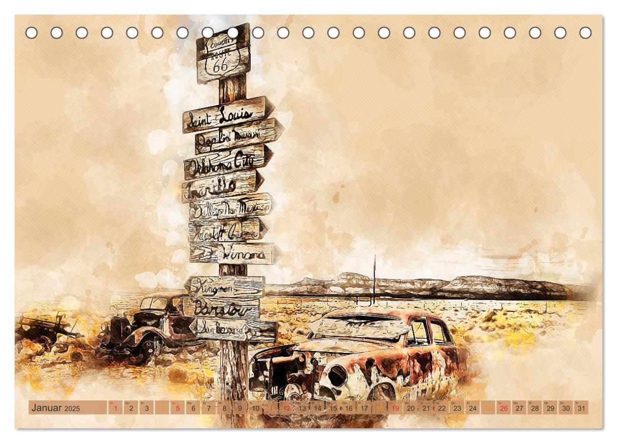 Bild: 9783435213948 | Route 66 - 2451 Meilen Nostalgie (Tischkalender 2025 DIN A5 quer),...