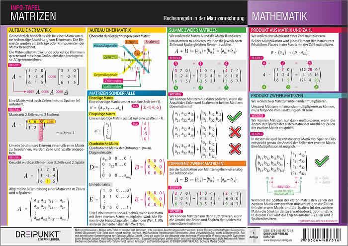 Cover: 9783864487316 | Matrizen | Rechenregeln in der Matrizenrechnung | Schulze Media GmbH