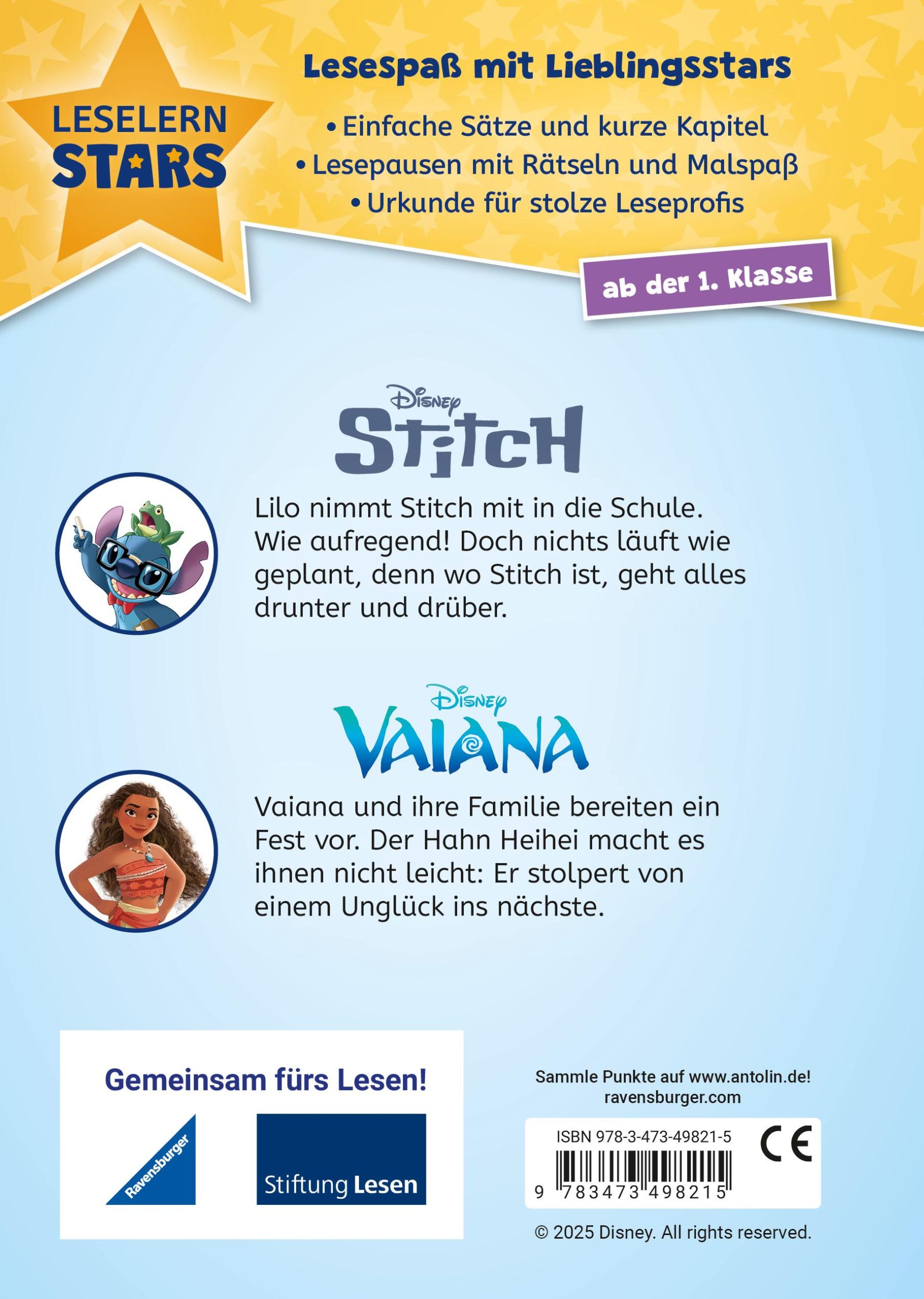 Rückseite: 9783473498215 | Disney: Lustige Geschichten mit Stitch und Vaiana - Lesen lernen...