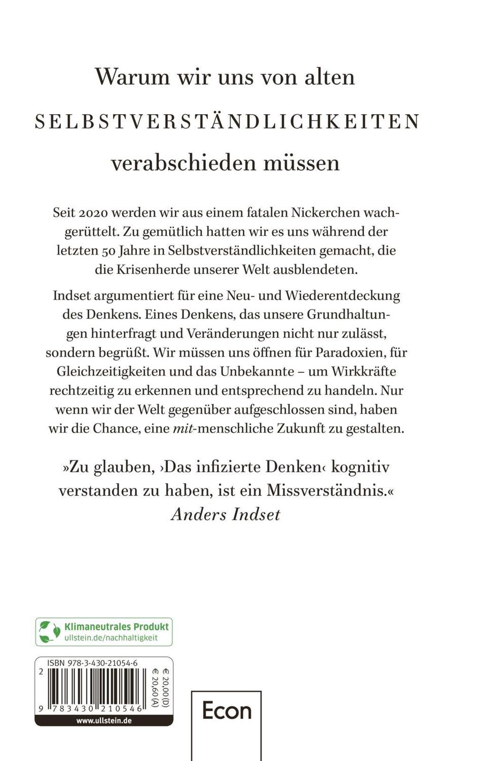 Rückseite: 9783430210546 | Das infizierte Denken | Anders Indset | Buch | 272 S. | Deutsch | 2021