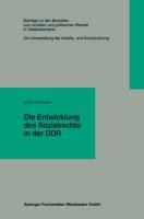 Cover: 9783810017376 | Die Entwicklung des Sozialrechts in der DDR | Ulrich Lohmann | Buch