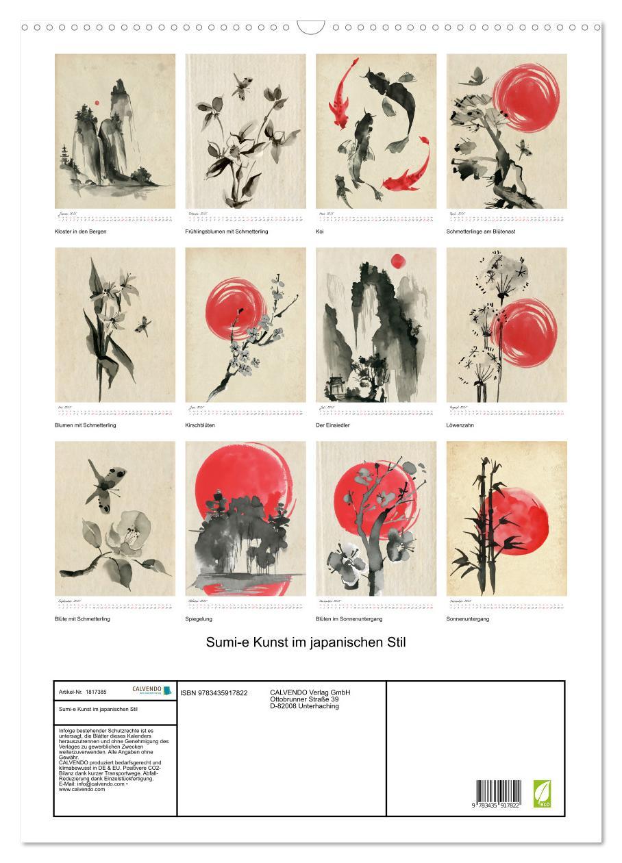 Bild: 9783435917822 | Sumi-e Kunst im japanischen Stil (Wandkalender 2025 DIN A2 hoch),...