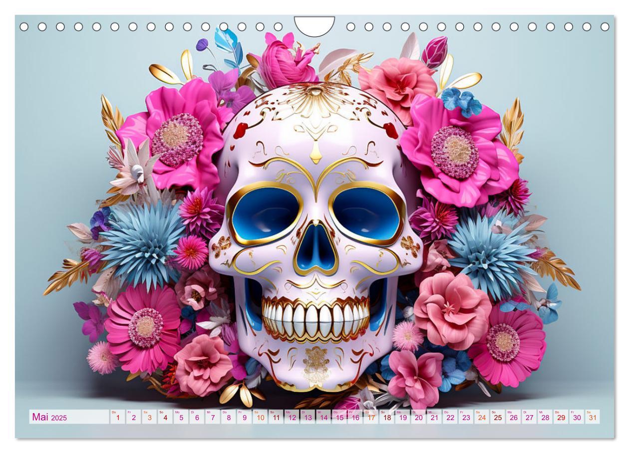 Bild: 9783383854507 | Skull Flower - Totenkopf ART (Wandkalender 2025 DIN A4 quer),...