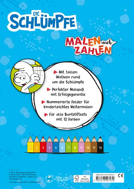 Bild: 9783473497232 | Die Schlümpfe: Malen nach Zahlen ab 5 | IMPS | Taschenbuch | 24 S.