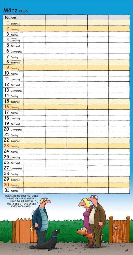 Bild: 9783830321576 | Uli Stein Familienkalender 2025: Familienplaner mit 5 Spalten | Stein