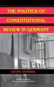 Cover: 9780521111683 | The Politics of Constitutional Review in Germany | Vanberg (u. a.)