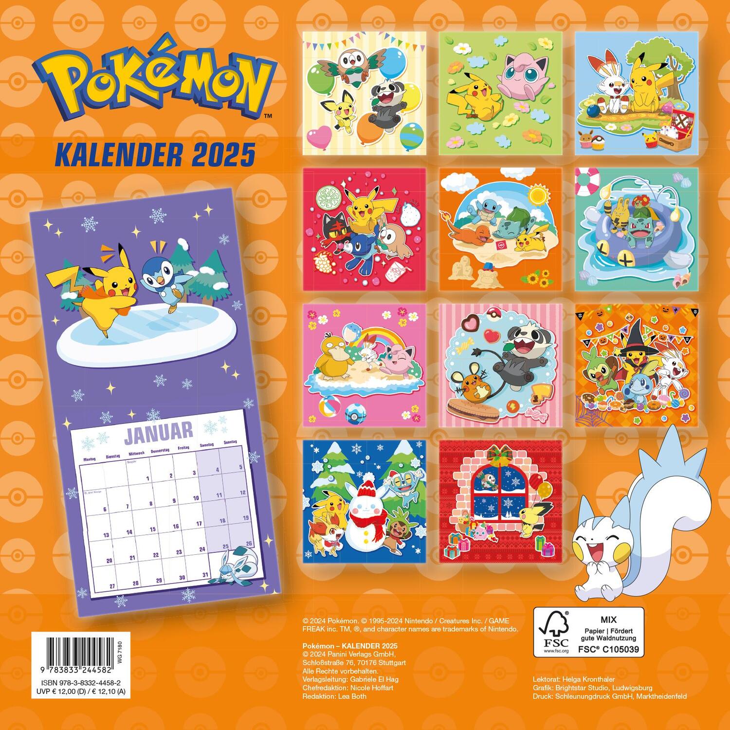 Rückseite: 9783833244582 | Pokémon: Kalender 2025 | Kalender | Kalender | 28 S. | Deutsch | 2025