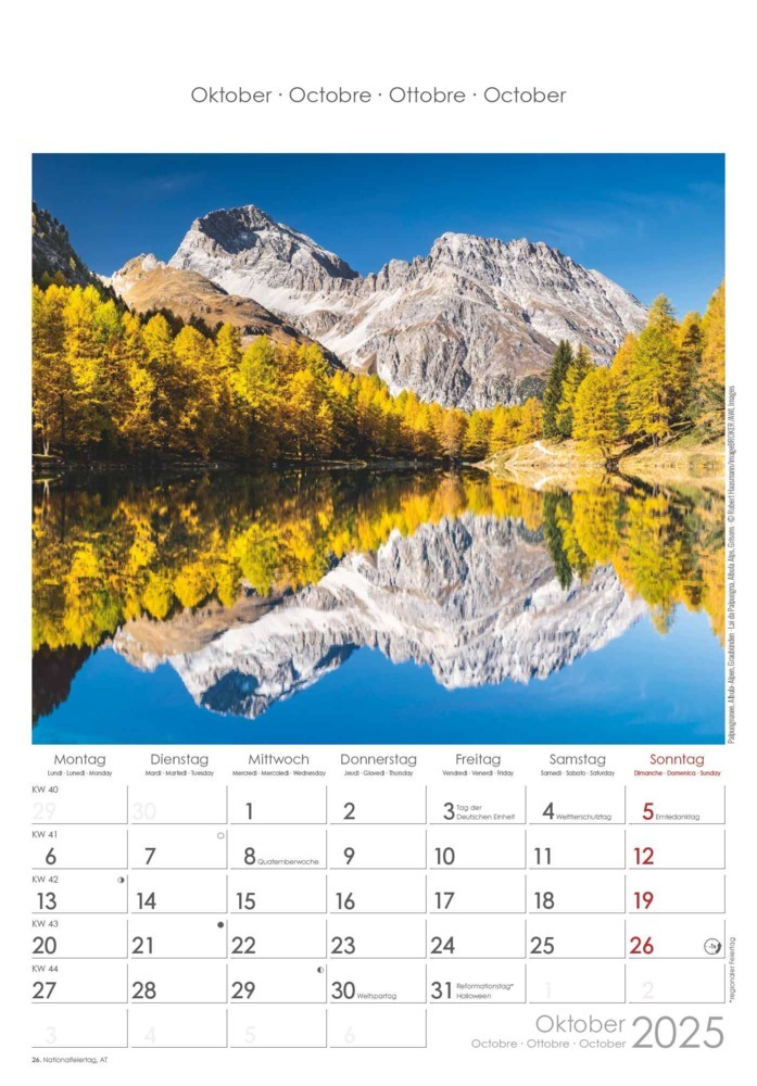 Bild: 4251732343217 | Alpha Edition - Schweiz 2025 Bildkalender, 23,7x34cm, Wandkalender...