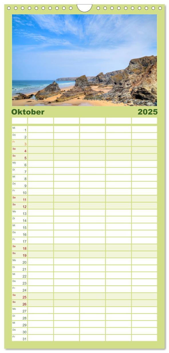 Bild: 9783457117477 | Familienplaner 2025 - Cornwall mit 5 Spalten (Wandkalender, 21 x 45...