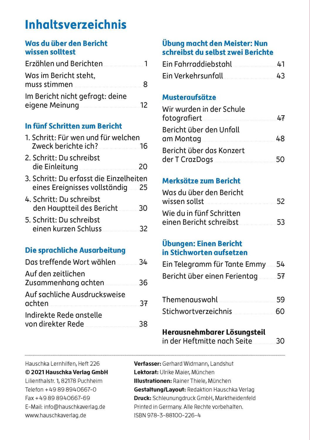 Bild: 9783881002264 | Bericht. Aufsatz 5.-7. Klasse | Gerhard Widmann | Taschenbuch | 2001