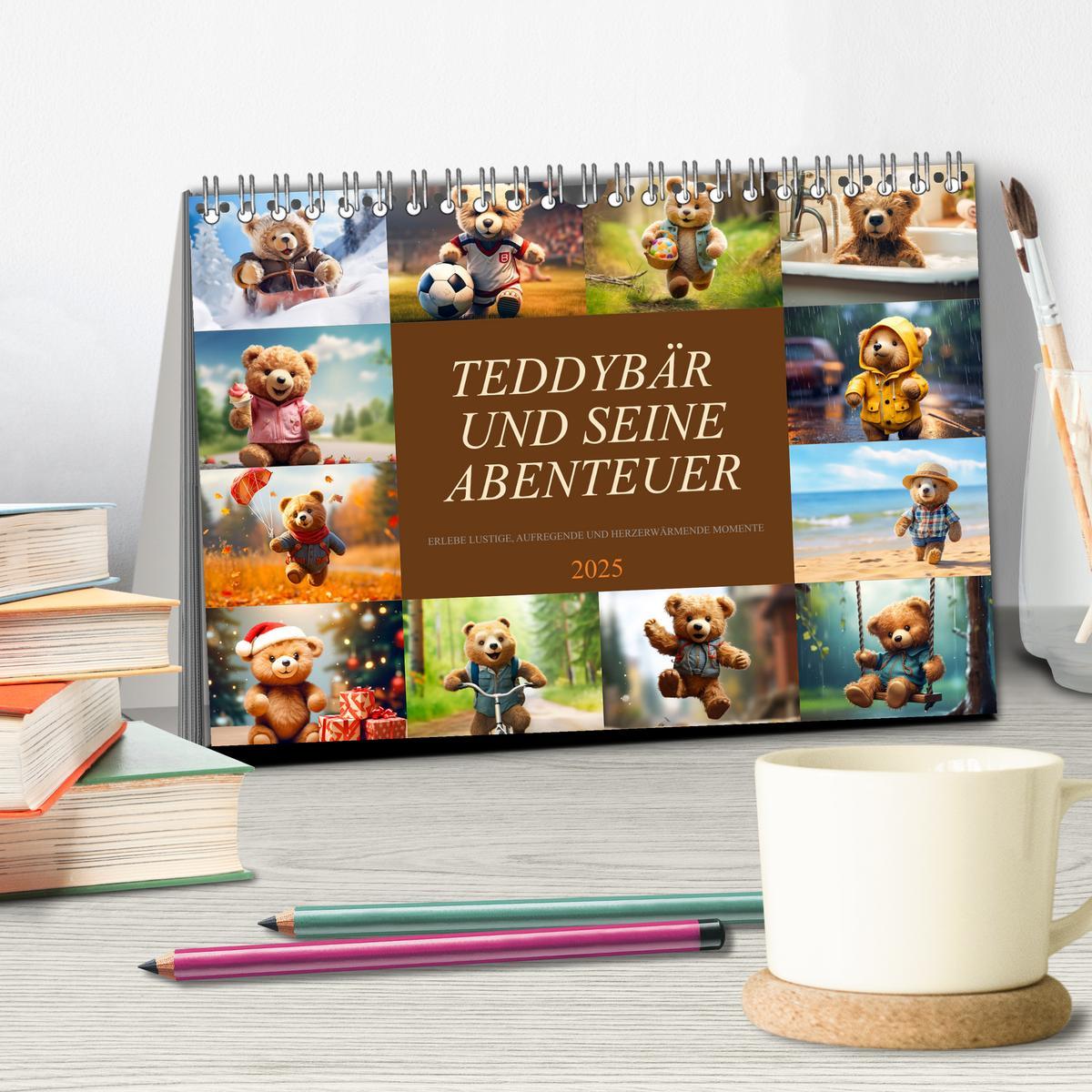 Bild: 9783383876493 | Teddybär und seine Abenteuer (Tischkalender 2025 DIN A5 quer),...