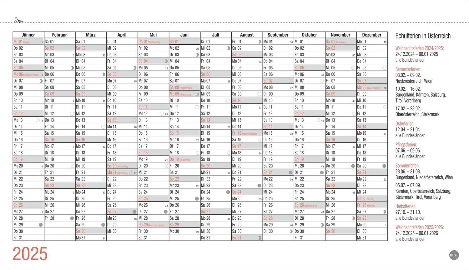 Bild: 9783756407620 | Schreibtischkalender Österreich klein 2025 | Heye | Kalender | 61 S.