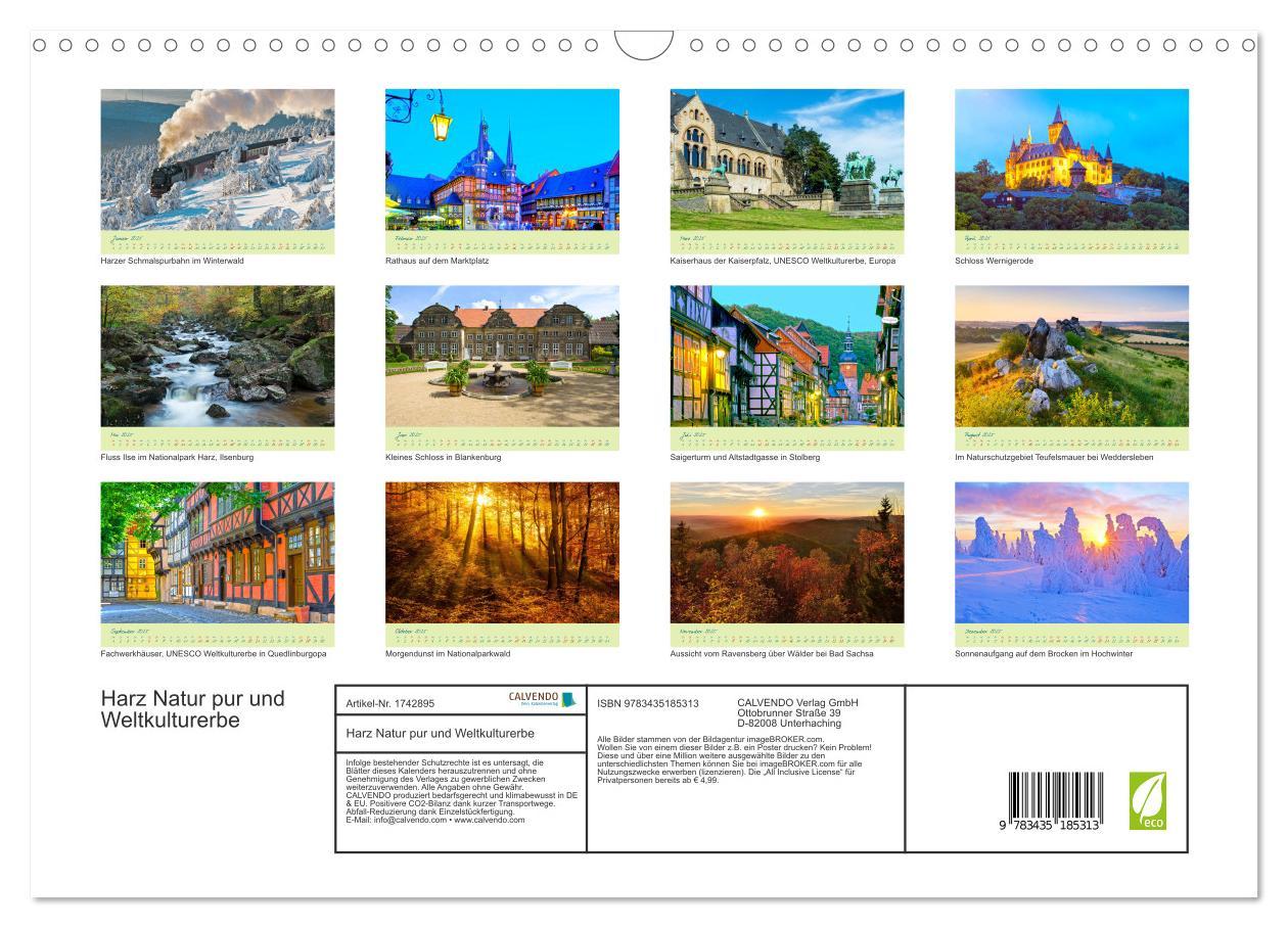 Bild: 9783435185313 | Harz Natur pur und Weltkulturerbe (Wandkalender 2025 DIN A3 quer),...