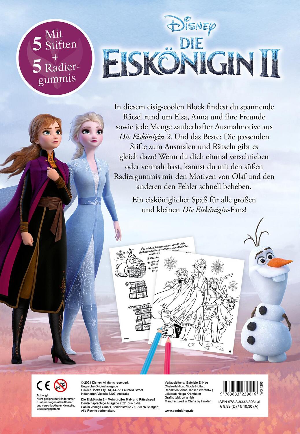 Rückseite: 9783833239816 | Disney Die Eiskönigin 2: Mein großer Mal- und Rätselspaß | Panini