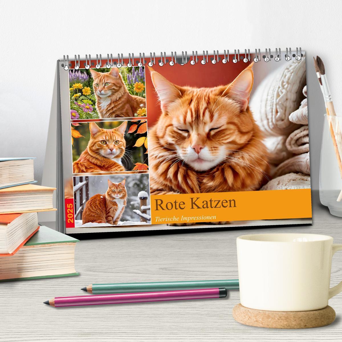 Bild: 9783383817885 | Rote Katzen (Tischkalender 2025 DIN A5 quer), CALVENDO Monatskalender