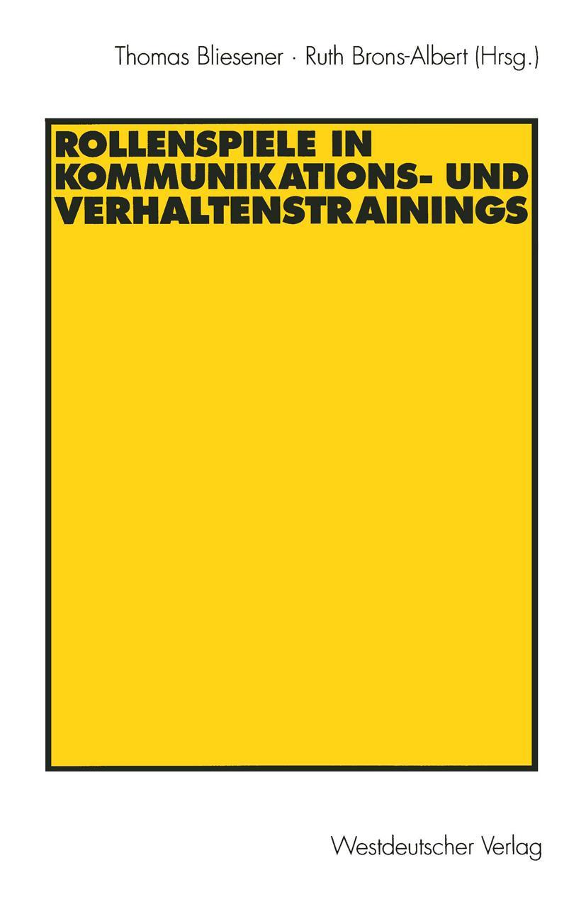 Cover: 9783531123837 | Rollenspiele in Kommunikations- und Verhaltenstrainings | Taschenbuch