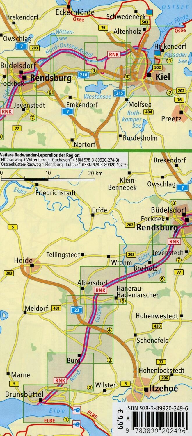 Bild: 9783899202496 | Radwanderkarte Radroute Nord-Ostsee-Kanal 1 : 50 000 | (Land-)Karte