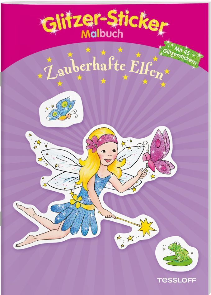 Cover: 9783788640873 | Glitzer-Sticker Malbuch Zauberhafte Elfen | Mit 45 Glitzerstickern!