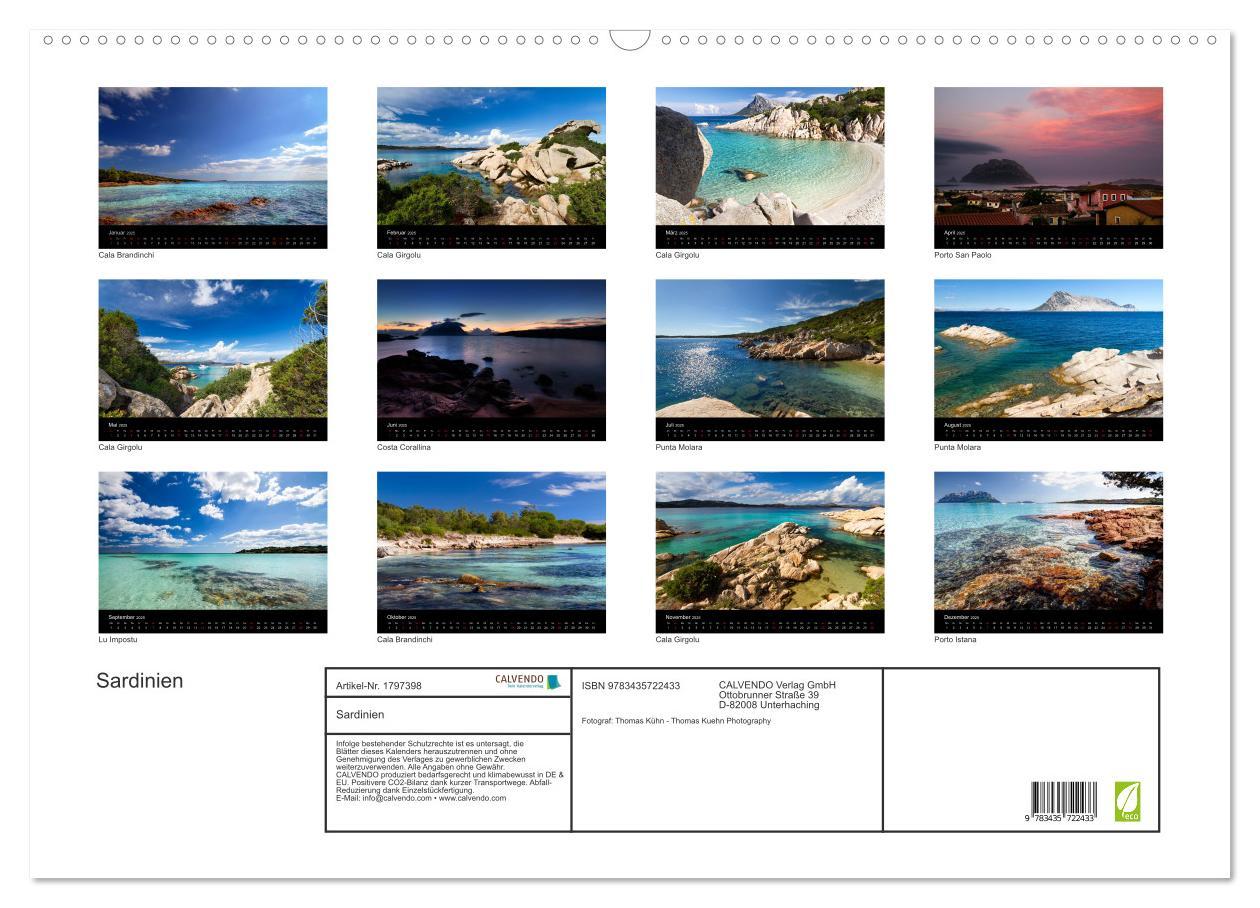 Bild: 9783435722433 | Sardinien (Wandkalender 2025 DIN A2 quer), CALVENDO Monatskalender