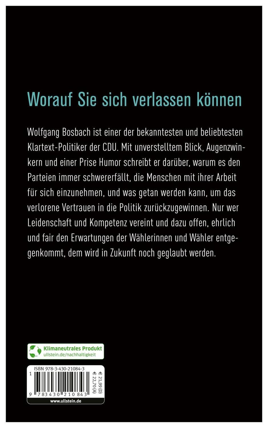 Rückseite: 9783430210843 | Wer glaubt uns noch? | Wolfgang Bosbach | Buch | 224 S. | Deutsch