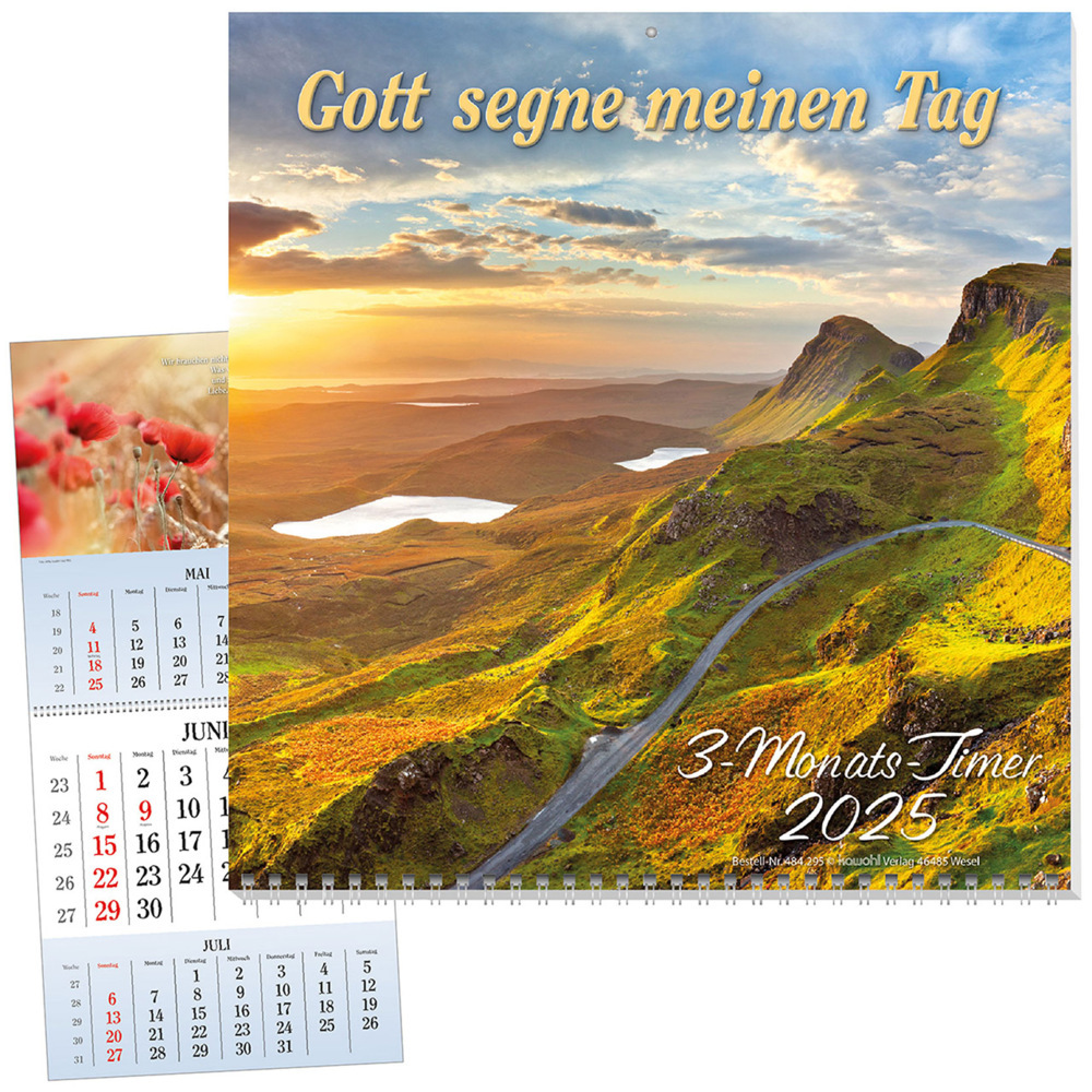 Cover: 9783754829554 | Gott segne meinen Tag 2025 | 3-Monats-Terminer | Kalender | 14 S.