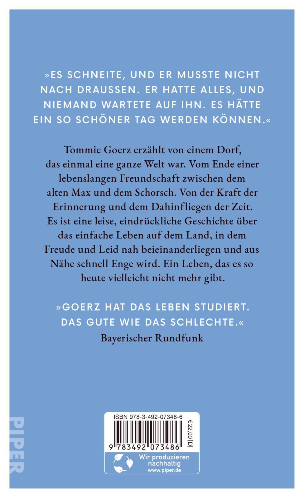 Rückseite: 9783492073486 | Im Schnee | Roman 'Ein großes kleines Buch.' BR | Tommie Goerz | Buch