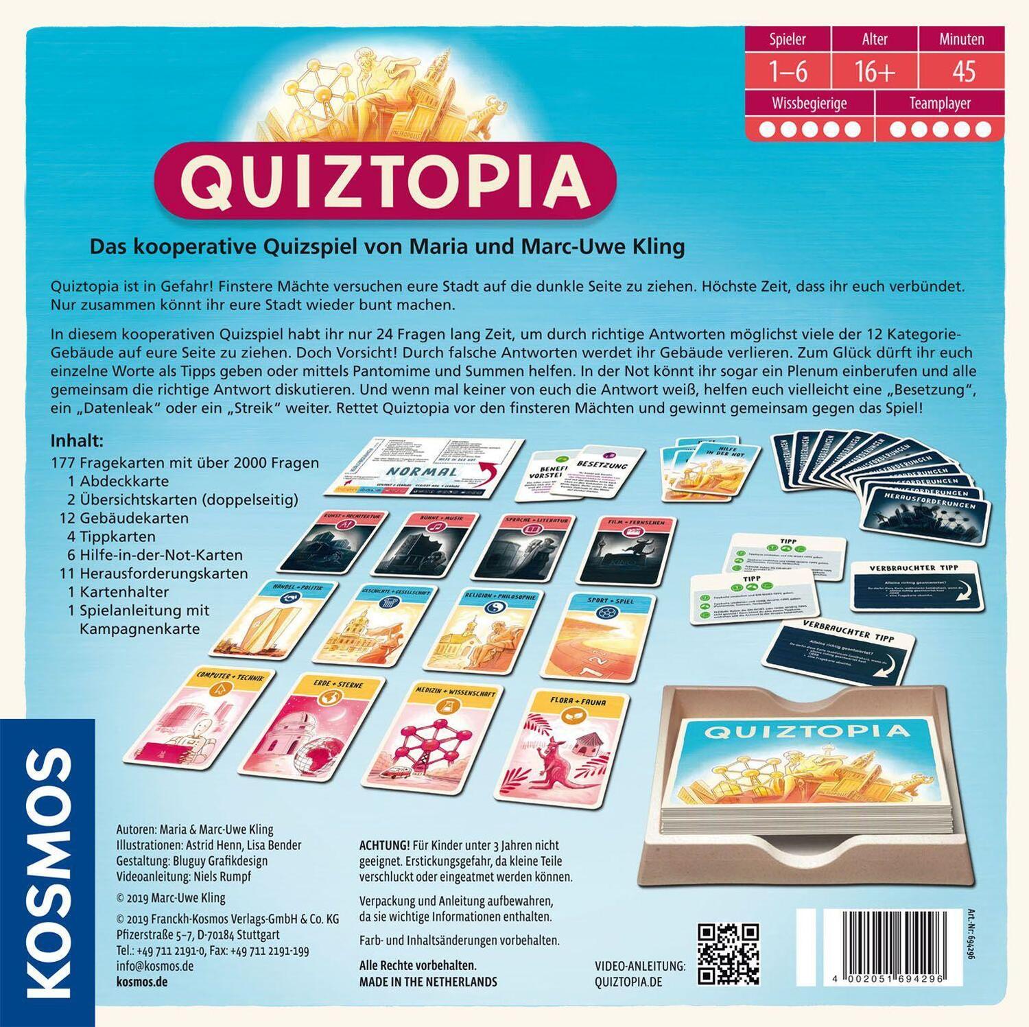 Bild: 4002051694296 | Quiztopia | 1 - 6 Spieler | Spiel | Deutsch | 2019 | Kosmos