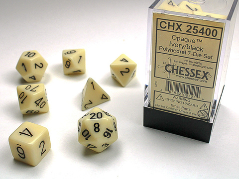 Cover: 601982021214 | Opaque Polyhedral Ivory/black 7-Die Set | deutsch | Chessex