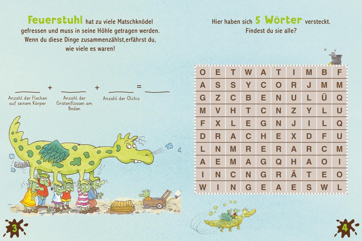 Bild: 4260512188030 | Die Olchis. Puzzle im Buch. Feuerstuhl. 300 Teile, Format 48 x 24 cm