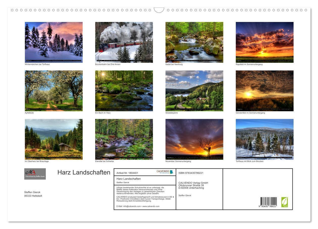 Bild: 9783435789221 | Harz Landschaften (Wandkalender 2025 DIN A2 quer), CALVENDO...