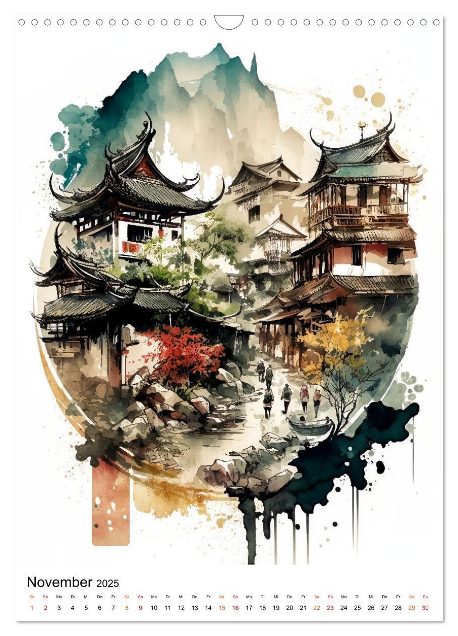 Bild: 9783435879748 | China - Aquarellmalerei (Wandkalender 2025 DIN A3 hoch), CALVENDO...