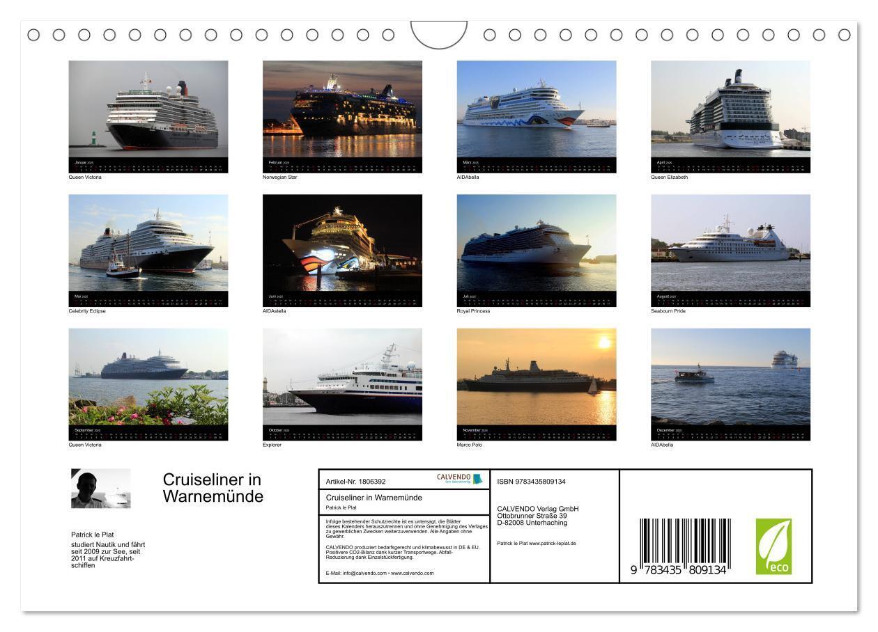 Bild: 9783435809134 | Cruiseliner in Warnemünde (Wandkalender 2025 DIN A4 quer), CALVENDO...