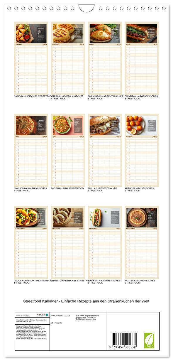 Bild: 9783457221778 | Familienplaner 2025 - Streetfood Kalender - Einfache Rezepte aus...