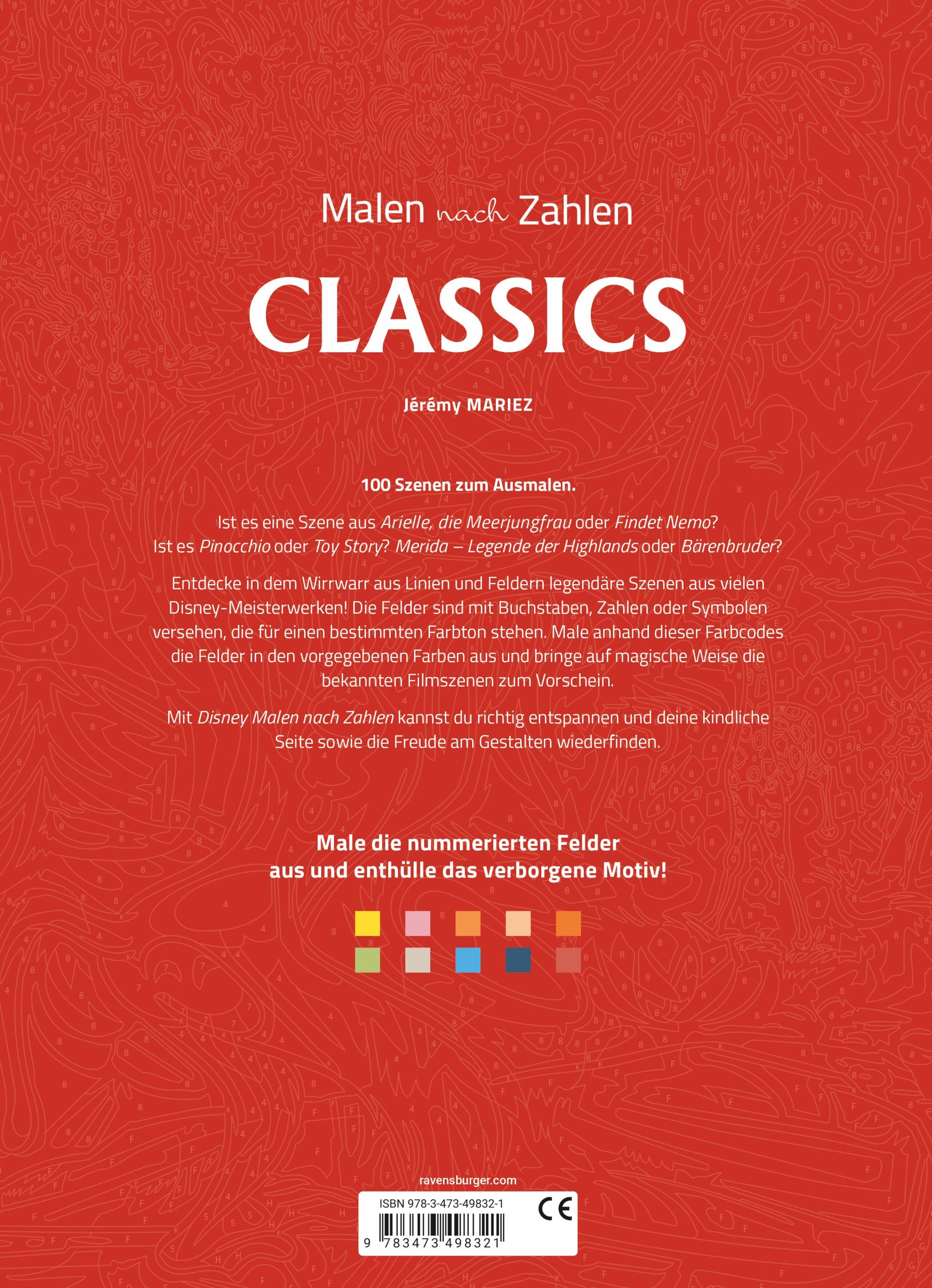 Rückseite: 9783473498321 | Malen nach Zahlen Disney: Classics - Disney Malbuch für Erwachsene...