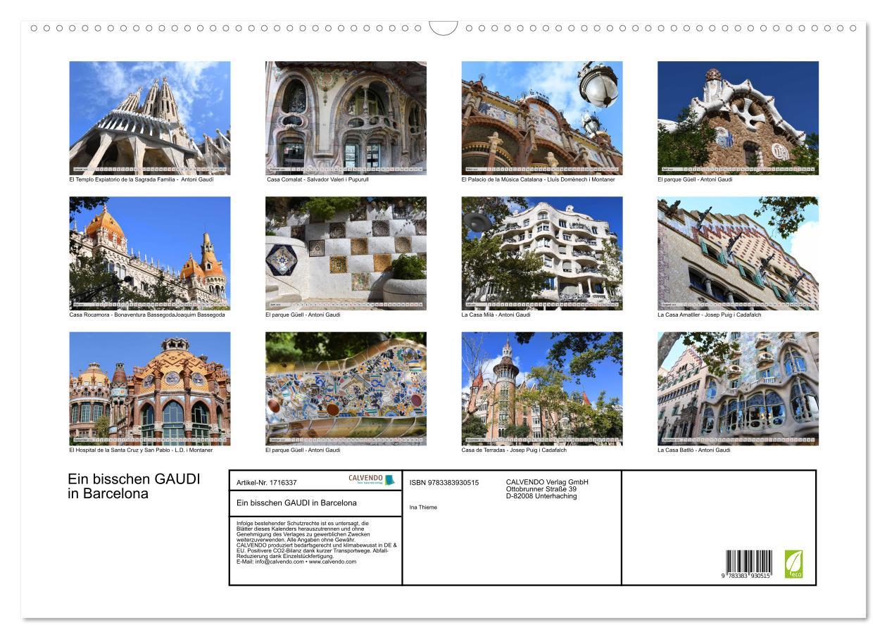 Bild: 9783383930515 | Ein bisschen GAUDI in Barcelona (Wandkalender 2025 DIN A2 quer),...