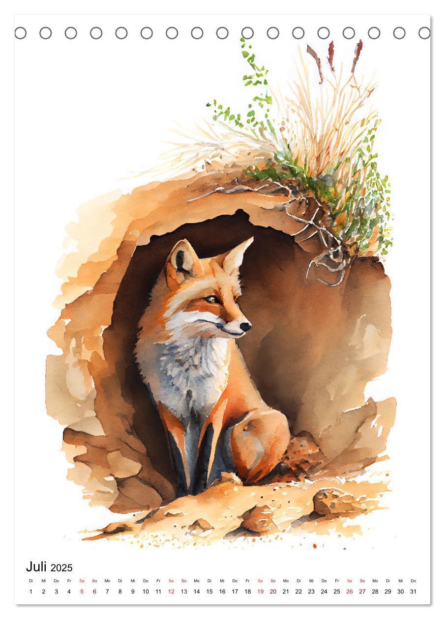 Bild: 9783435878789 | Waldtiere in Aquarell - Heimische Tierarten (Tischkalender 2025 DIN...