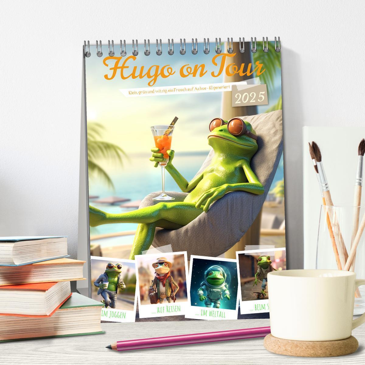 Bild: 9783435854967 | Hugo on Tour (Tischkalender 2025 DIN A5 hoch), CALVENDO Monatskalender