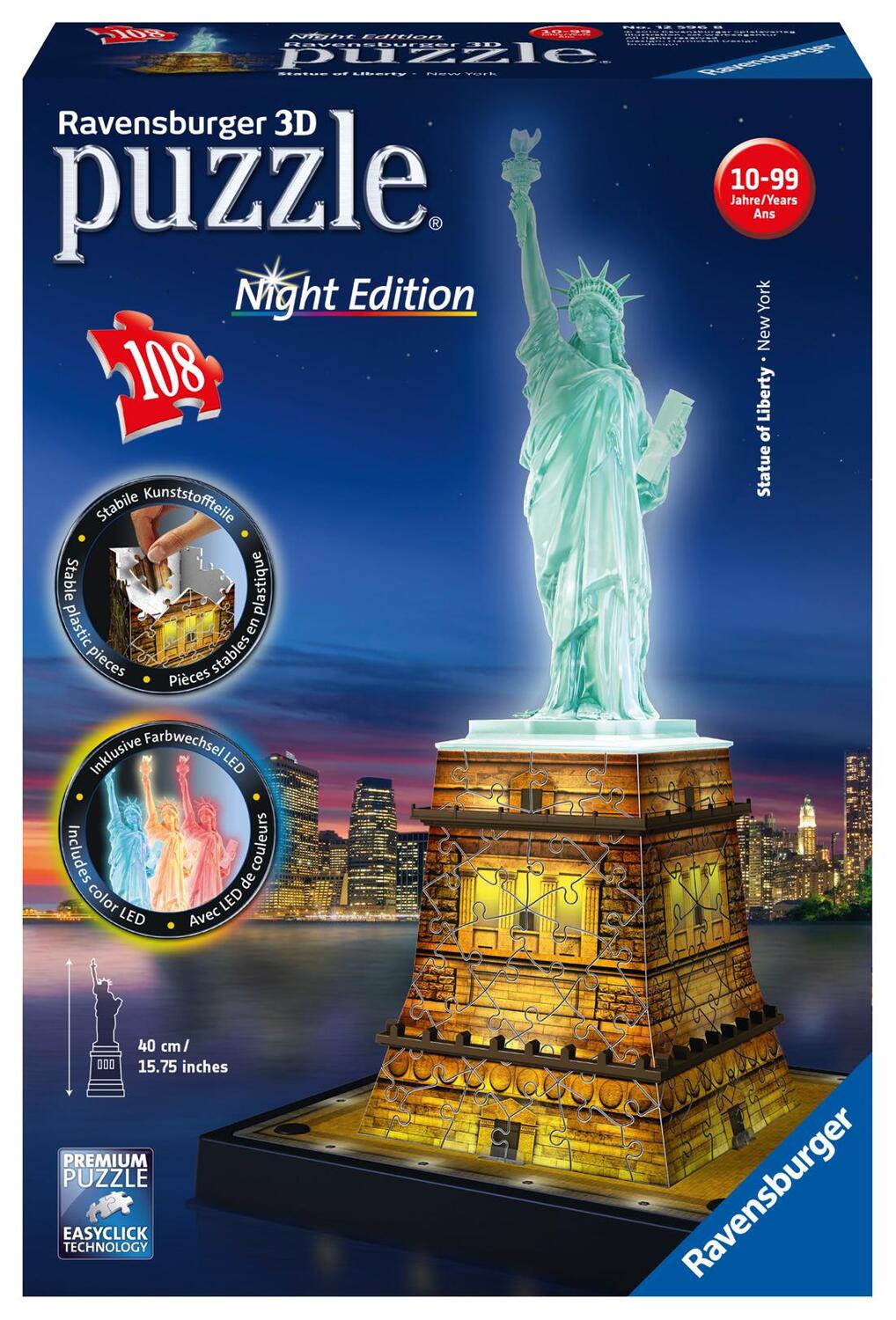 Cover: 4005556125968 | Freiheitsstatue bei Nacht. 3D Puzzle 108 Teile | Spiel | 12596 | 2016