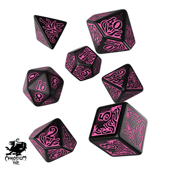 Cover: 5907699495986 | Call of Cthulhu 7th Edition - Black &amp; magenta Dice Set | QWOCTR3P