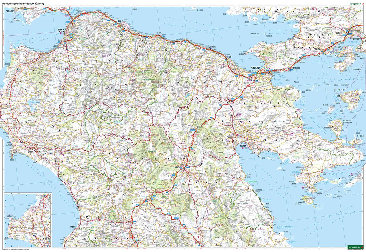 Bild: 9783707921762 | Peloponnes, Straßen- und Freizeitkarte 1:150.000, freytag &amp; berndt