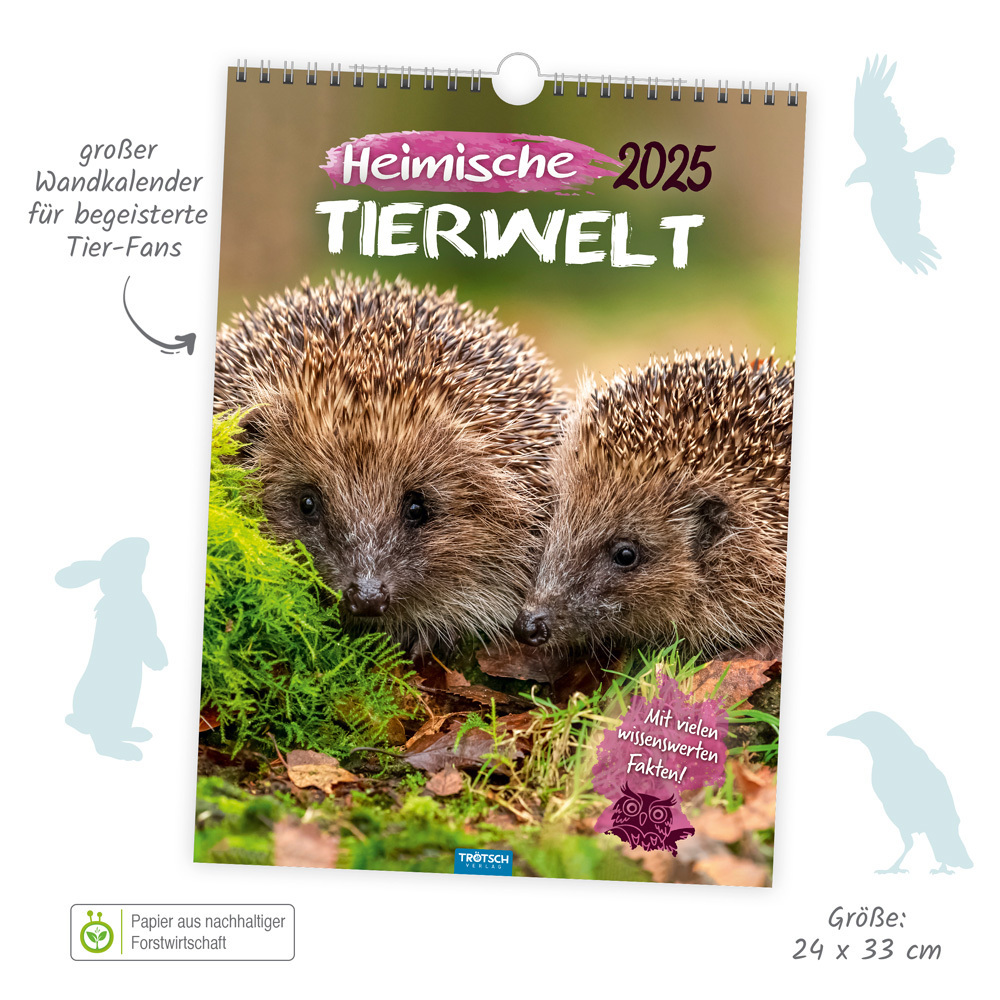 Bild: 9783988021984 | Trötsch Classickalender Heimische Tierwelt 2025 | Wandkalender | 24 S.