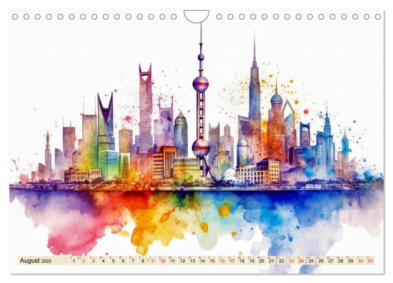 Bild: 9783383862199 | Skylines - bunte Städte (Wandkalender 2025 DIN A4 quer), CALVENDO...