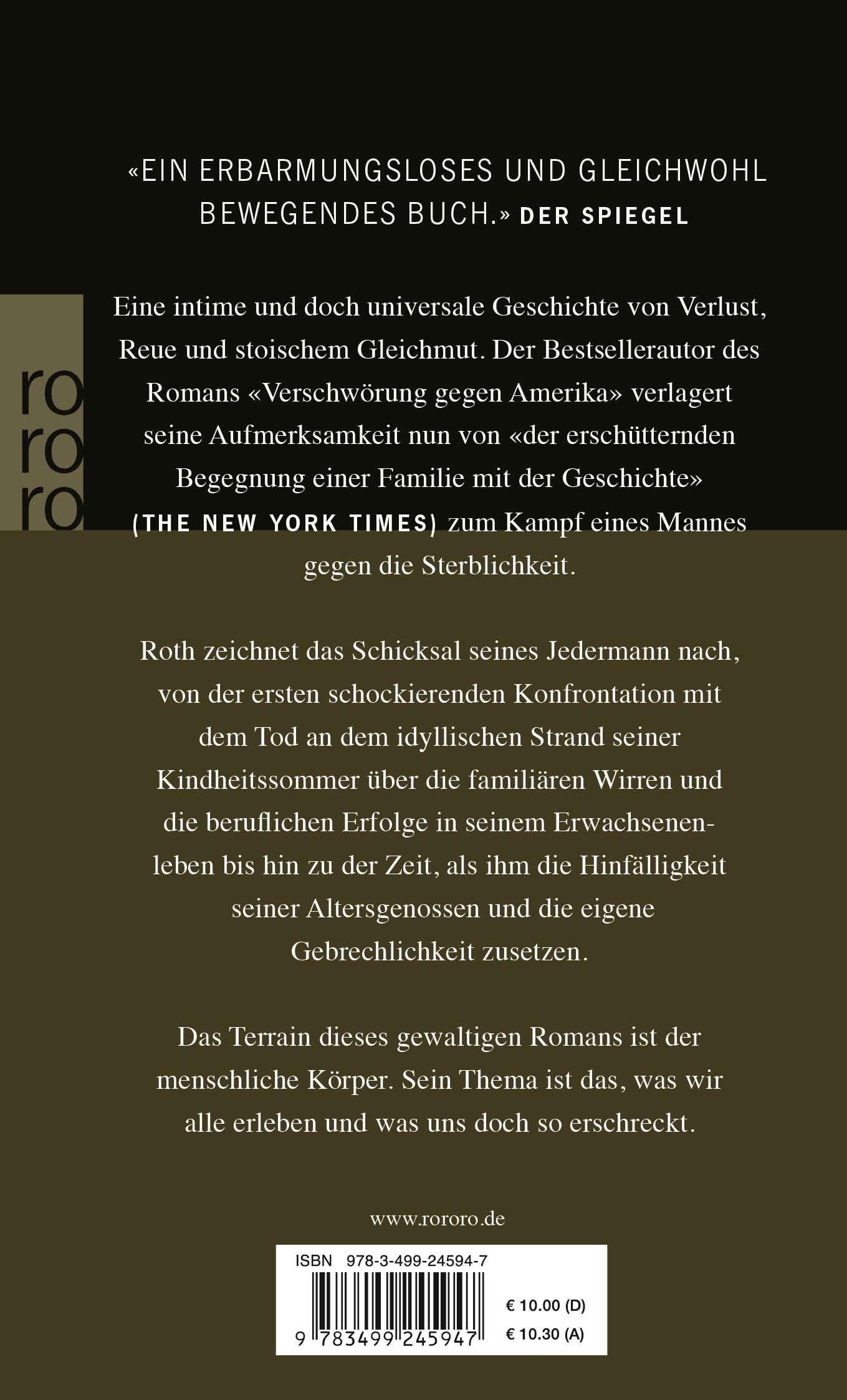 Rückseite: 9783499245947 | Jedermann | Philip Roth | Taschenbuch | 158 S. | Deutsch | 2008