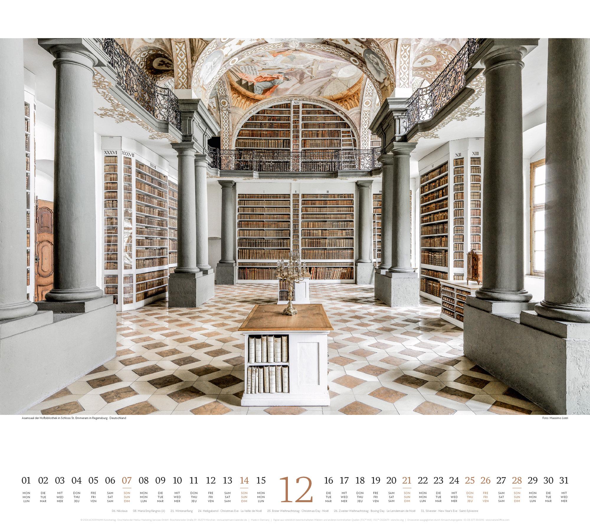 Bild: 9783838425795 | Welt der Bücher - Bibliotheken-Kalender 2025 | Ackermann Kunstverlag