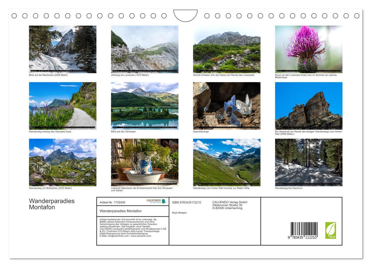 Bild: 9783435112210 | Wanderparadies Montafon (Wandkalender 2025 DIN A4 quer), CALVENDO...