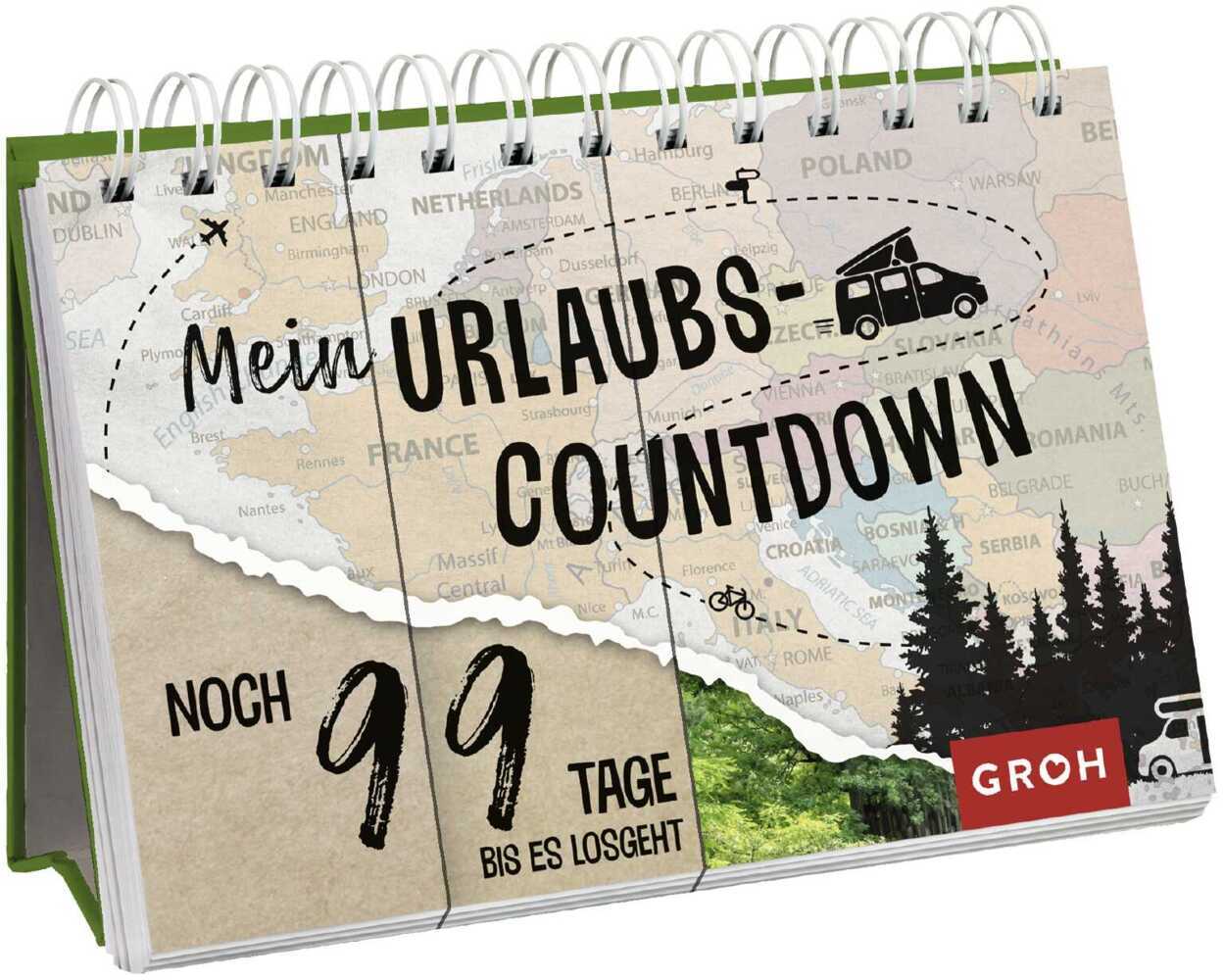 Cover: 9783848500291 | Mein Urlaubscountdown (Stil: Landkarte) | Groh Verlag | Taschenbuch